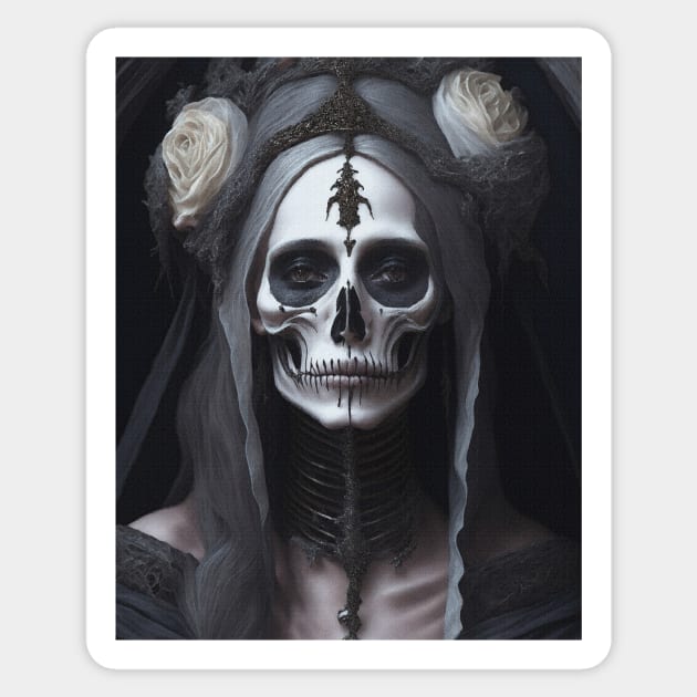 Painting of Santa Muerte Sticker by metamorfatic